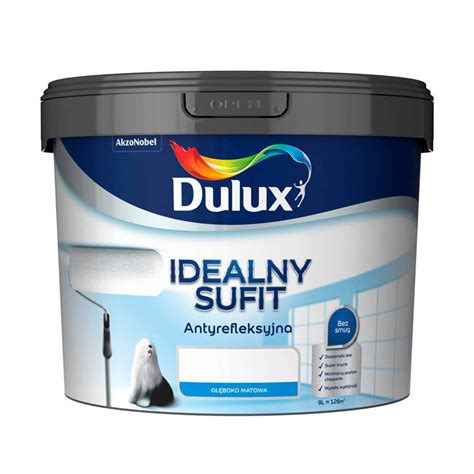 Farba do ścian i sufitów lateksowa IDEALNY SUFIT biała mat 9L DULUX