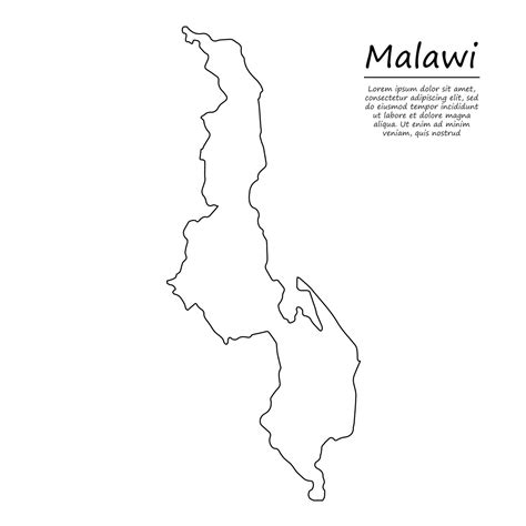 Simple Outline Map Of Malawi Silhouette In Sketch Line Style 21830288