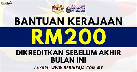 Bantuan Rm Dikreditkan Sebelum Akhir Bulan Ini Berikut Senarai