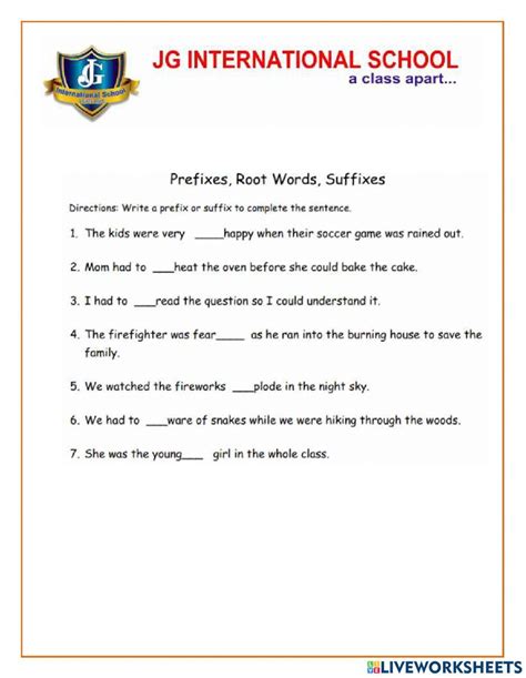 Prefix And Suffix Interactive Exercise Live Worksheets Worksheets Library