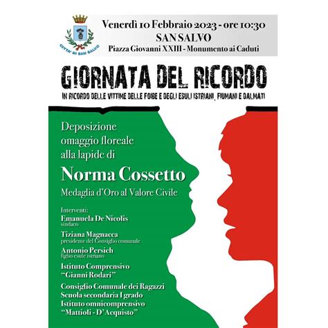 Il Febbraio A San Salvo La Giornata Del Ricordo Abruzzo Oggi