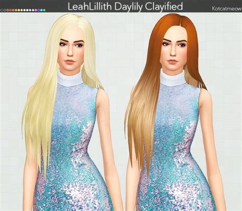 Kot Cat LeahLillith Daylily Hair Clayified Sims 4 Hairs Sims 4