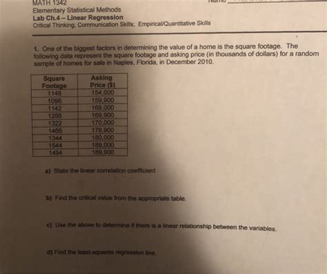 Solved Math 1342 Elementary Statistical Methods Lab Ch 4