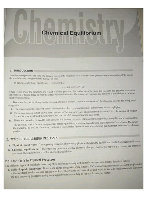 Solution Chemical Equilibrium Notes Pdf Studypool