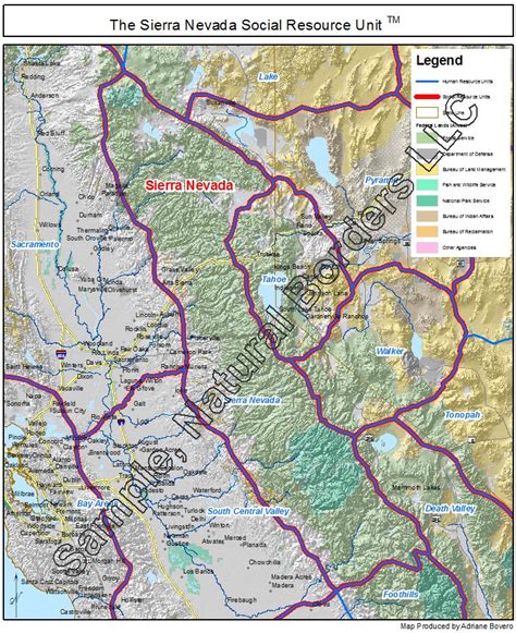 Sierra Nevada map - Social Resource Units of the Western USA