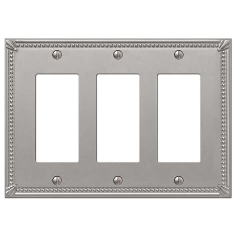 Amerelle Imperial Bead Gang Rocker Metal Wall Plate Brushed Nickel