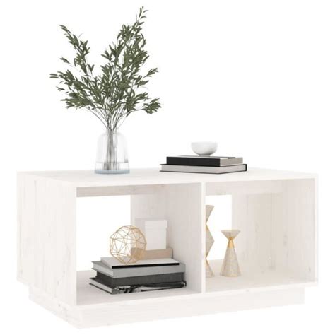 Boh Table Basse Blanc X X Cm Bois Massif De Pin Ab Haute