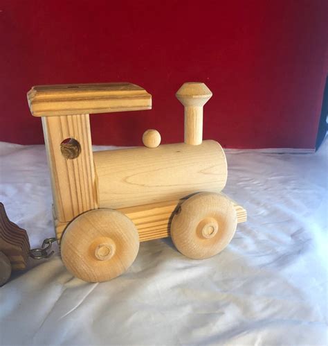 Vintage Handmade Wood Toy Train Engine And Caboose Toy Etsy