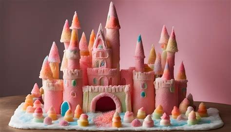 Premium Photo A Pink Castle Cake With A Pink Castle On The Top