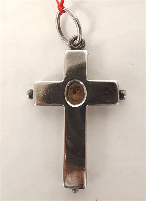 Proantic Croix Reliquaire Pendentif Argent Massif Vraie Croix Xix S