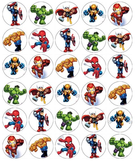 30 X Marvel Avengers Cupcake Toppers Edible Wafer Paper Fairy Cake