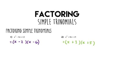 4b Factoring Simple Trinomials Mcr3u1 Algebra Youtube