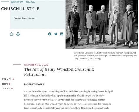 Retirement” Churchill Style In The International Churchill Societys