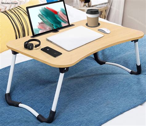 Buy TUD Portable Folding Laptop Table with Cup Holder (Cream) at 25% OFF Online | Wooden Street