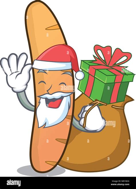 Santa With T Baguette Mascot Cartoon Style Stock Vector Image And Art