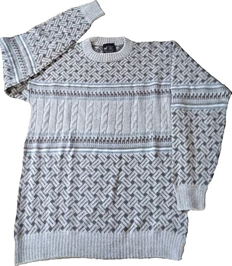 Alpacaandmore Braun Beiger Herren Pullover Strickpullover Norweger