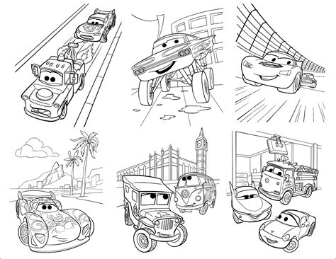 Disney Pixar Cars Coloring Pages Color Book Clipart Etsy