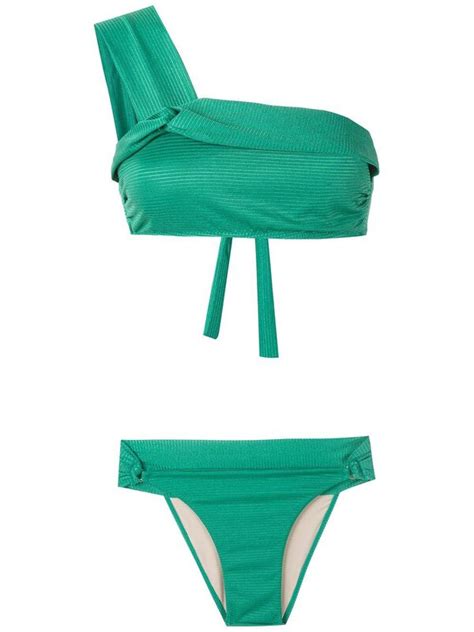 Buy AMIR SLAMA One Shoulder Bikini Set Green At 20 Off Editorialist