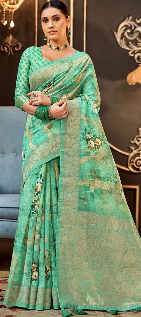 Traditional Wedding Green Color Silk Fabric Saree 1913922