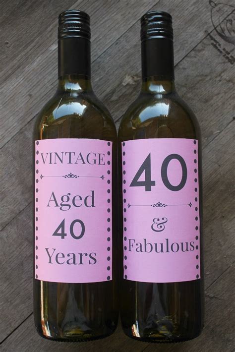 40th Birthday Wine Labels Wine T Etsy