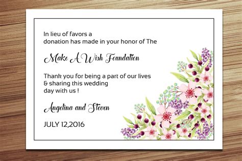 Wedding Favor Donation Card Template Gráfico Por Sistecbd · Creative Fabrica