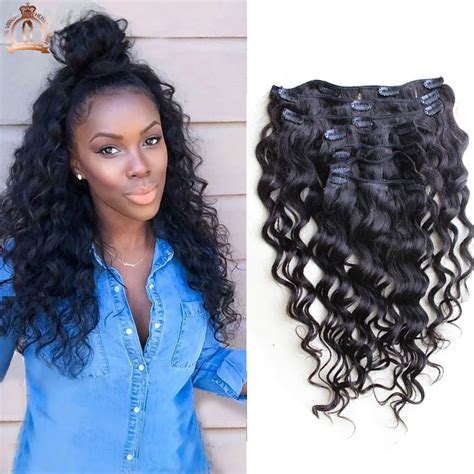 Clip In Human Hair Extensions Brazilian Loose Wave Clip In Human Hair