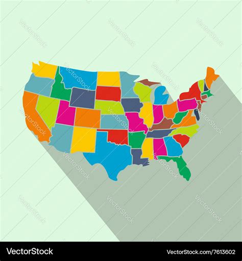 Colorful usa map with states flat icon Royalty Free Vector