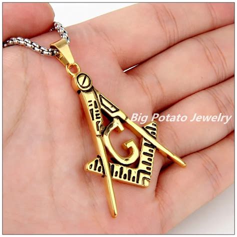 55mm 33mm 12g New Freemasonry Sqpass Masonic Necklace Pendant 316L