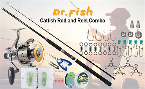 Amazon Dr Fish Catfish Rod And Reel Combo Ft Spinning Trolling