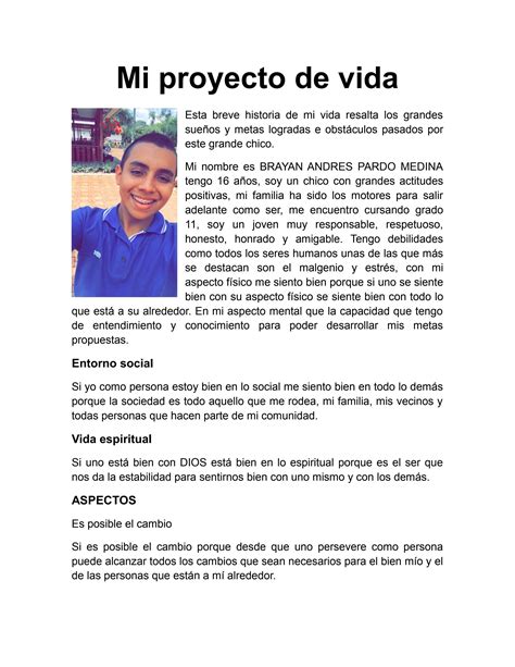 Proyecto De Vida Proyecto De Vida Ejemplos De Proyectos Nbkomputer