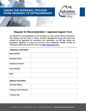 Fillable Online Request For Reconsideration Appraisal Appeal Form Fax