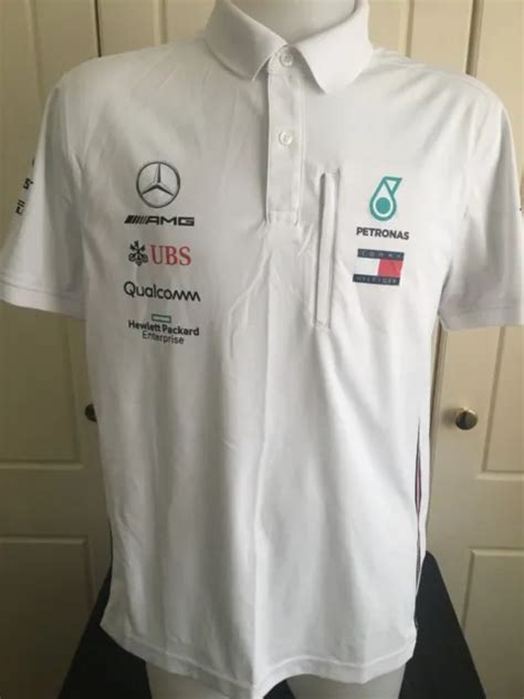 MERCEDES AMG PETRONAS F1 Team Issue Polo Shirt Mens Large Tommy