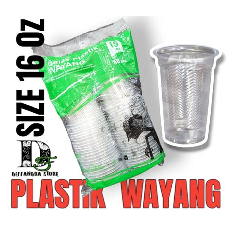 Jual Gelas Plastik Bening Plastic Cup Merk Wayang Ukuran 16 Oz Isi