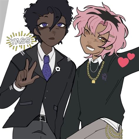 Two People With Pink Hair And Black Clothes Posing For The Camera One