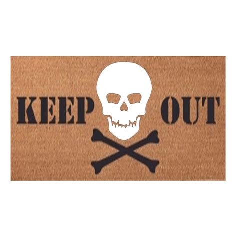 Keep Out Skull Crossbones Coir Mat 18x30