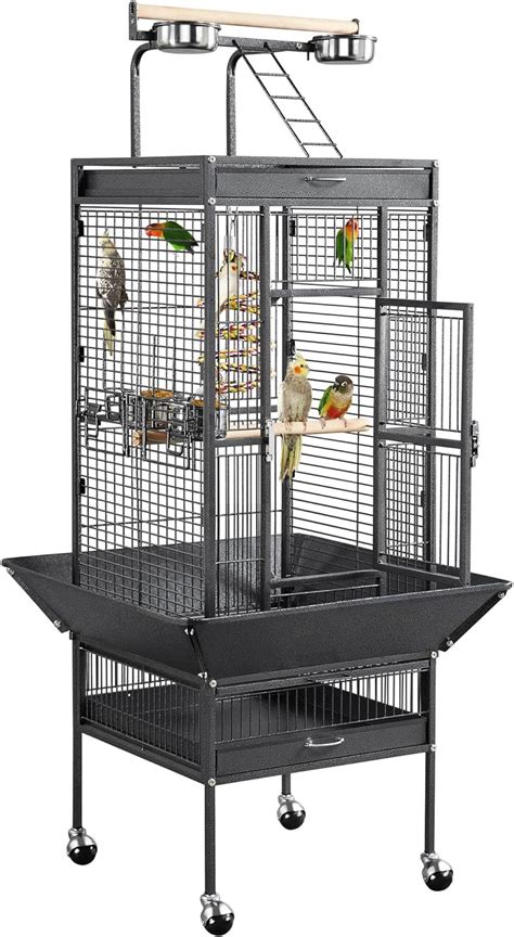 Yaheetech Inch Playtop Wrought Iron Large Parrot Bird Cages With