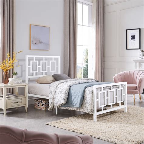 Noble House Krystin Modern Twin-Size Iron Bed Frame, White - Walmart.com