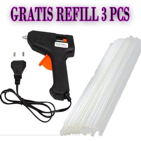 Jual Alat Lem Tembak Glue Gun 20 Watt Free Refill Stik 3 Pcs Shopee