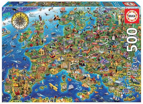 EDUCA Jigsaw Puzzle Crazy European Maps 500 Piece Puzzle Palace