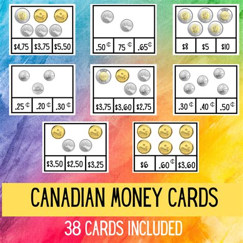 Canadian Money Math Cards Money Values Canadian Money Made By