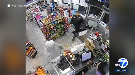 West Covina Police Sergeant Walks Into 7 Eleven Foils Armed Robbery Caught On Video Abc7 Los