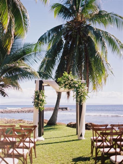 Blue And White Chic Maui Wedding