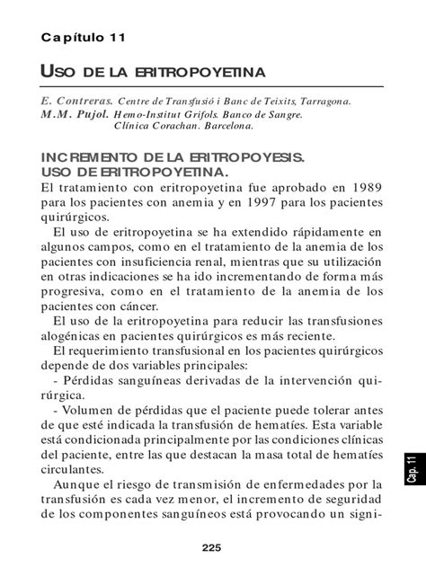 Uso De La Eritropoyetina Pdf Especialidades Medicas Medicina Clinica