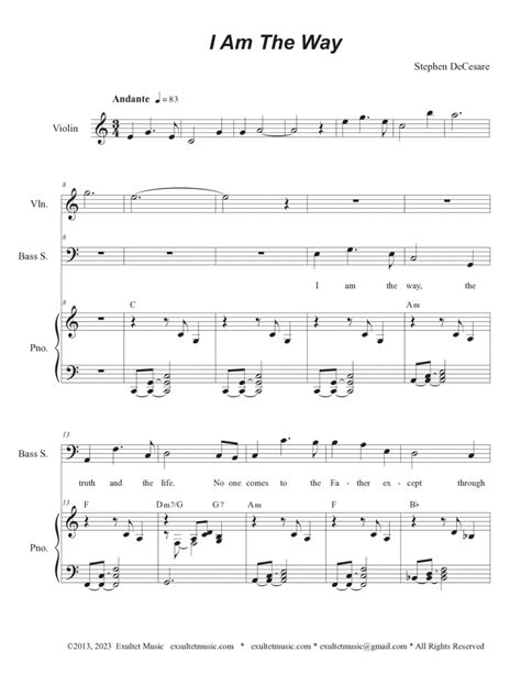 I Am The Way Bass Solo And Satb By Stephen Decesare 4 Part