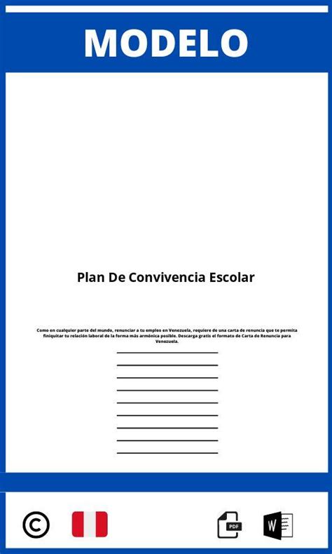 Modelo De Plan De Convivencia Escolar 2025