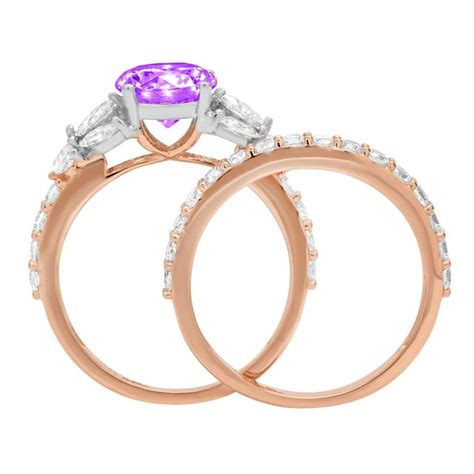 Clara Pucci 18k Rose White Gold Round Cut 1 5ct Natural Amethyst