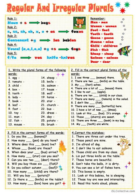 Regular And Irregular Plurals English Esl Worksheets Pdf And Doc