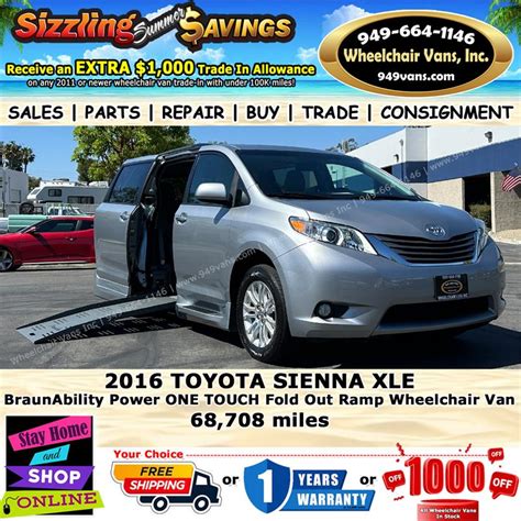 For Sale Used 2016 Toyota Sienna XLE BraunAbility Power ONE TOUCH Fold