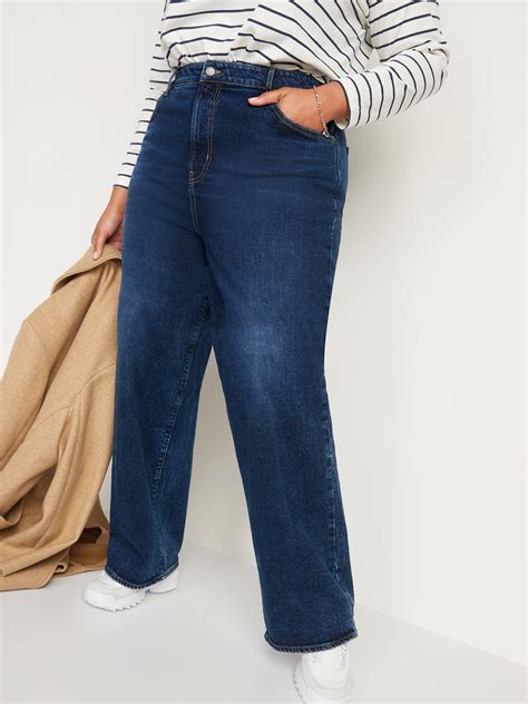 Extra High Waisted Dark Wash Wide Leg Jeans For Women Old Navy