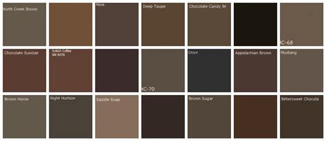 Shades Of Brown Paint Color Chart